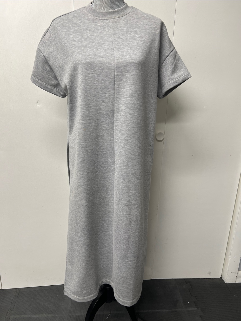 Athleta Light Gray Midi T-Shirt Dress